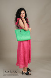 Metalic Green Tote Koodai - SARAS