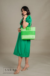 Parrot Green Tote Koodai - With Flap Closure - SARAS