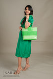 Parrot Green Tote Koodai - With Flap Closure - SARAS