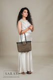 Chocolate Tote Koodai With Flap Closure - SARAS