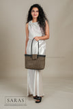 Chocolate Tote Koodai With Flap Closure - SARAS