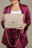 Gold X White Sling Koodai (Comes with removable Gold Chain Sling) - SARAS