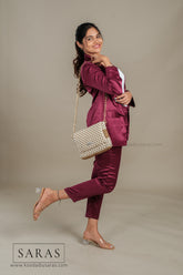 Gold X White Sling Koodai (Comes with removable Gold Chain Sling) - SARAS