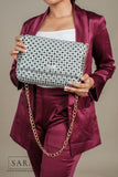 Gray X White Sling Koodai (Comes with removable Gold Chain Sling) - SARAS