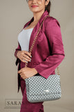 Gray X White Sling Koodai (Comes with removable Gold Chain Sling) - SARAS