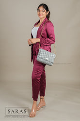 Gray X White Sling Koodai (Comes with removable Gold Chain Sling) - SARAS