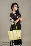 Pastel Yellow Green Tote Koodai - With Flap Closure - SARAS