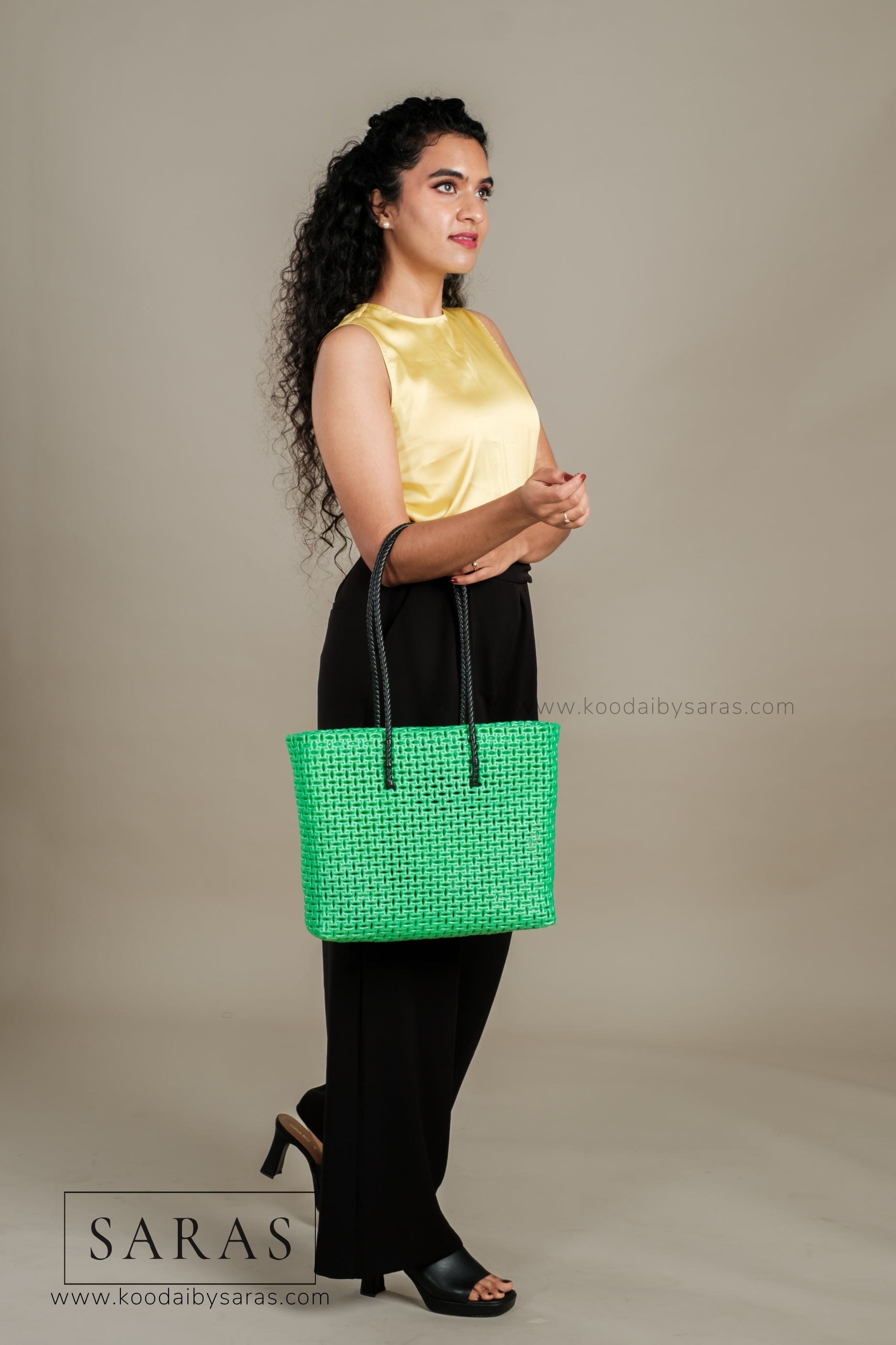 Metalic Green Tote Koodai - SARAS