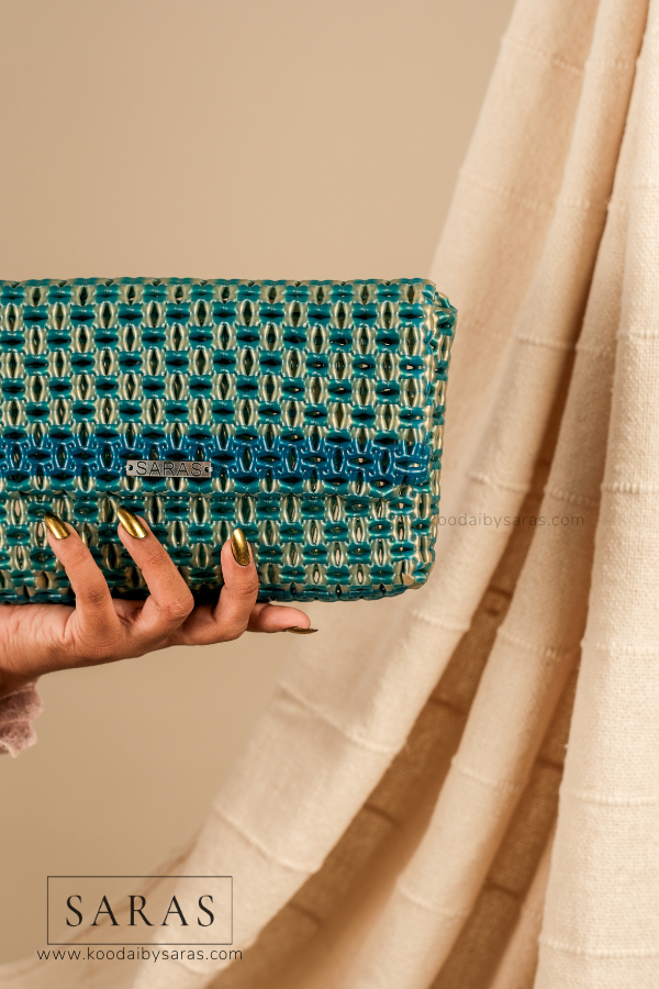 Mayil Blue Clutch Koodai - SARAS