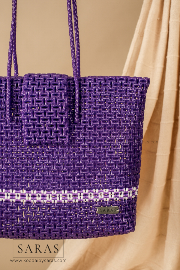 Purple Tote Koodai with Flap Closure - SARAS
