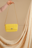 Yellow Box Sling (comes with Leather Body Strap and changeable Gold Chain Sling) - SARAS