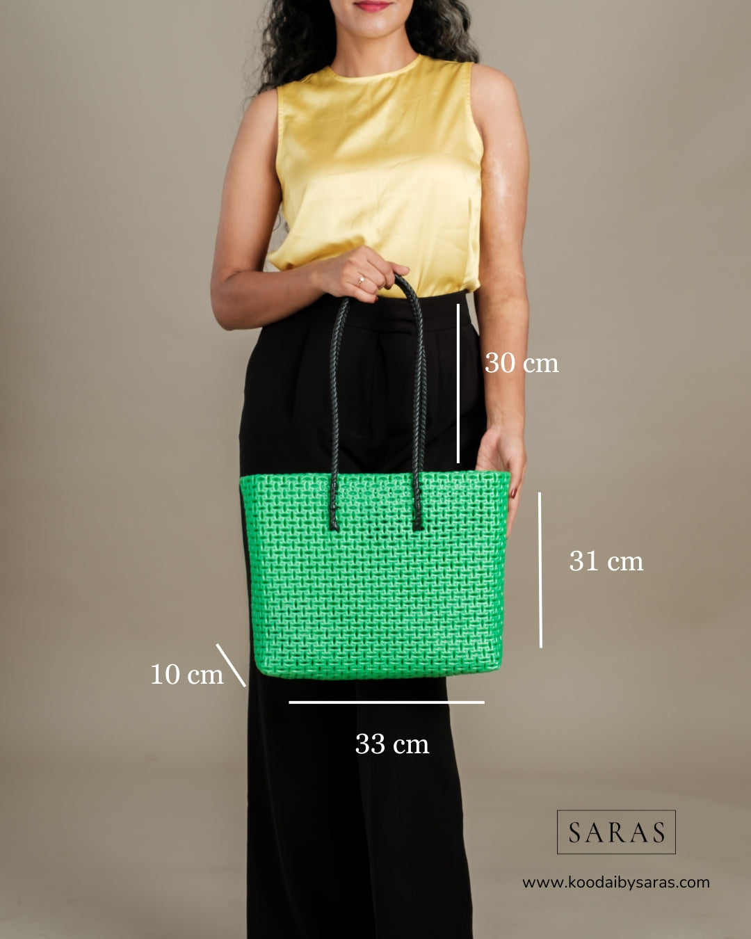 Metalic Green Tote Koodai - SARAS