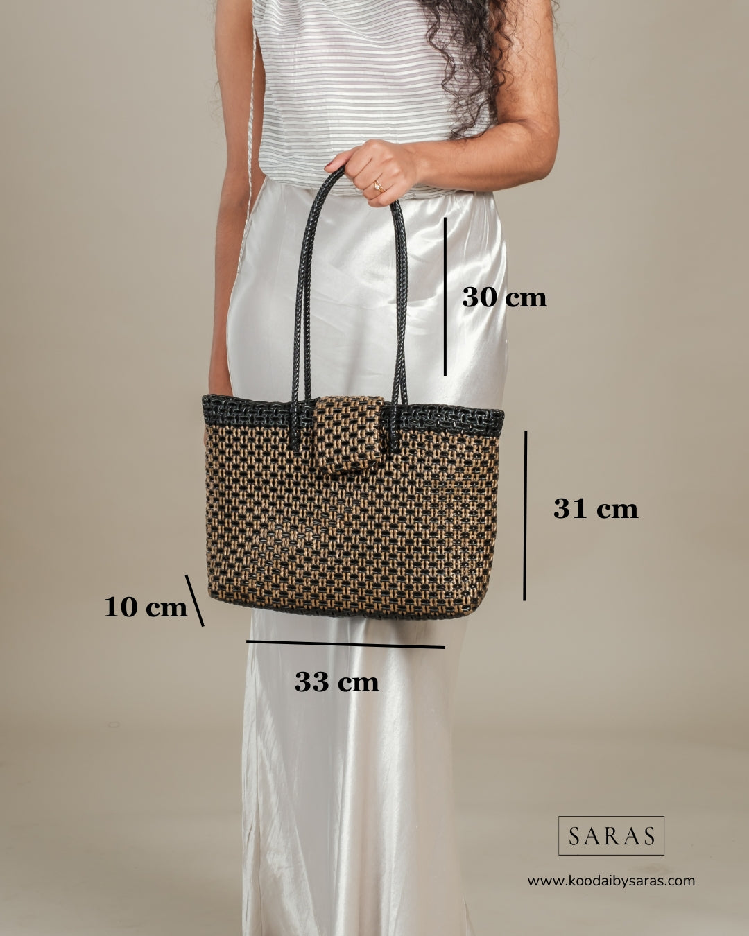 Chocolate Tote Koodai With Flap Closure - SARAS